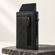 The Halvard Pop-Up Wallet in Midnight Black with cards fanned out